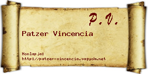 Patzer Vincencia névjegykártya